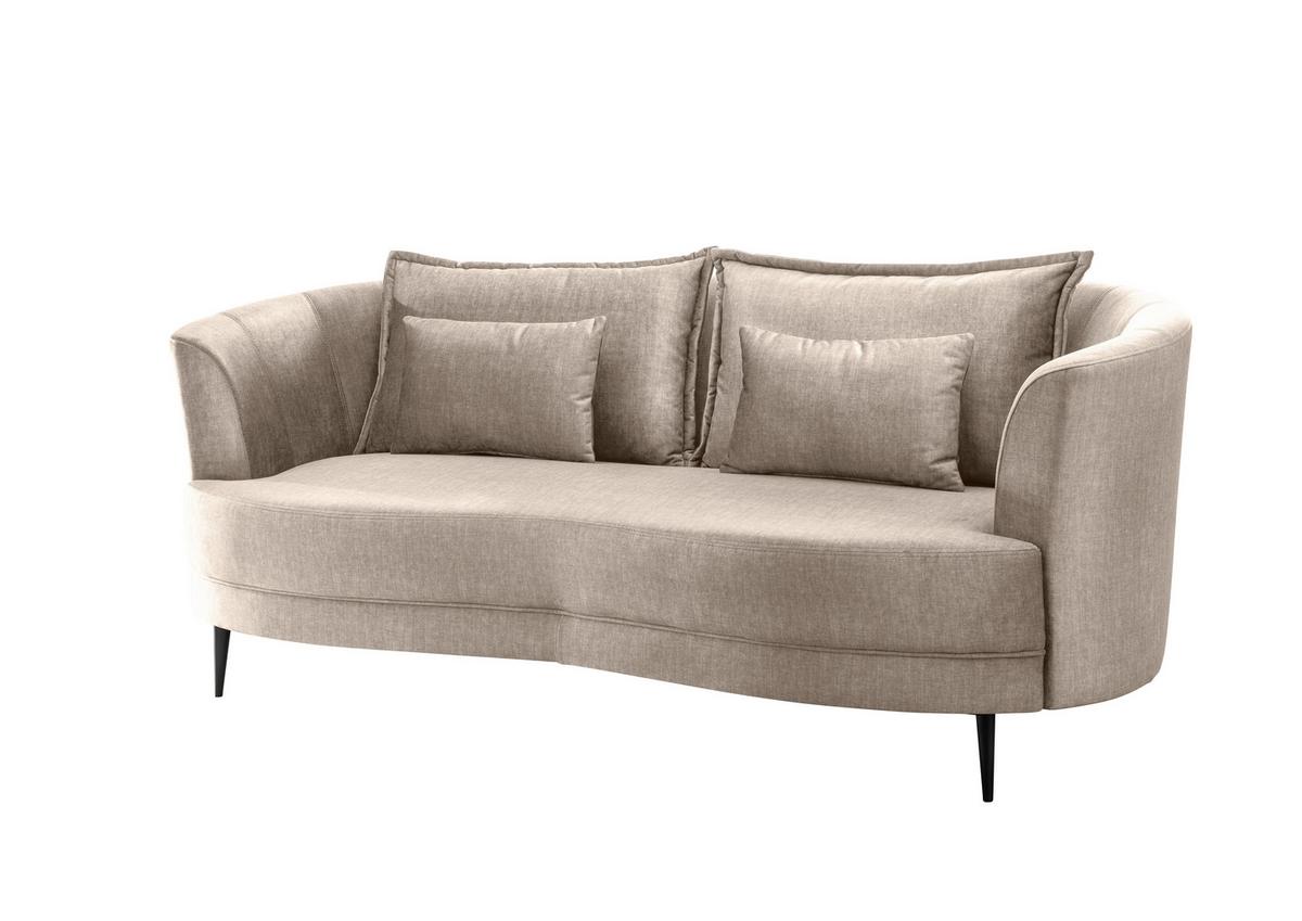 3-Sitzer-Sofa Pistaccio Beige Velours, Rücken Echt B: 209 cm - Beige/Schwarz, MODERN, Textil (209/85/101cm) - Livetastic