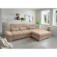 Ecksofa Dalida Hellbraun S: 300x196 cm - Chromfarben/Hellbraun, MODERN, Textil (300/196cm) - Livetastic