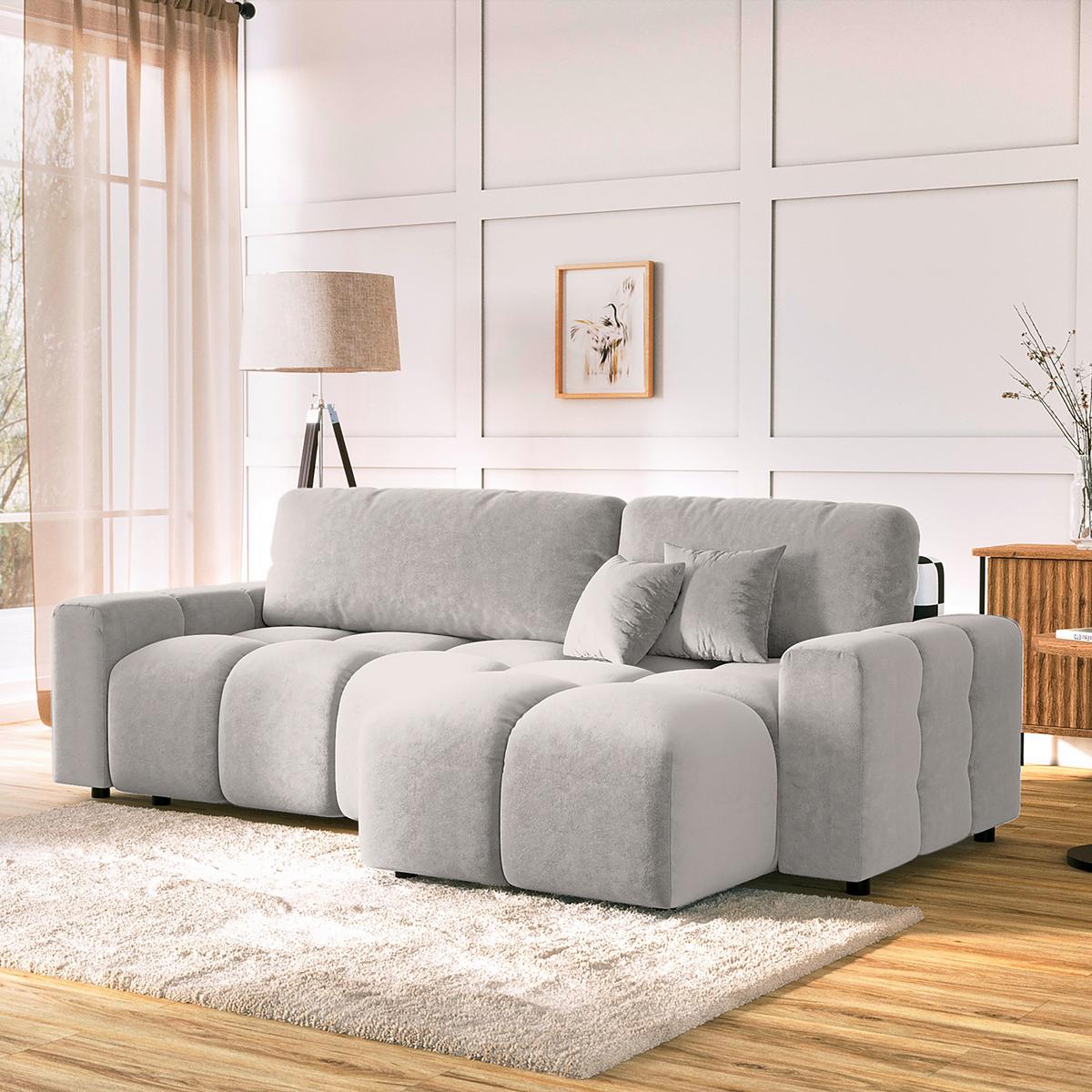 Ecksofa Luki Hellgrau S: 233x142 Cm - Hellgrau/Schwarz, Design, Textil (233/142cm) - Livetastic