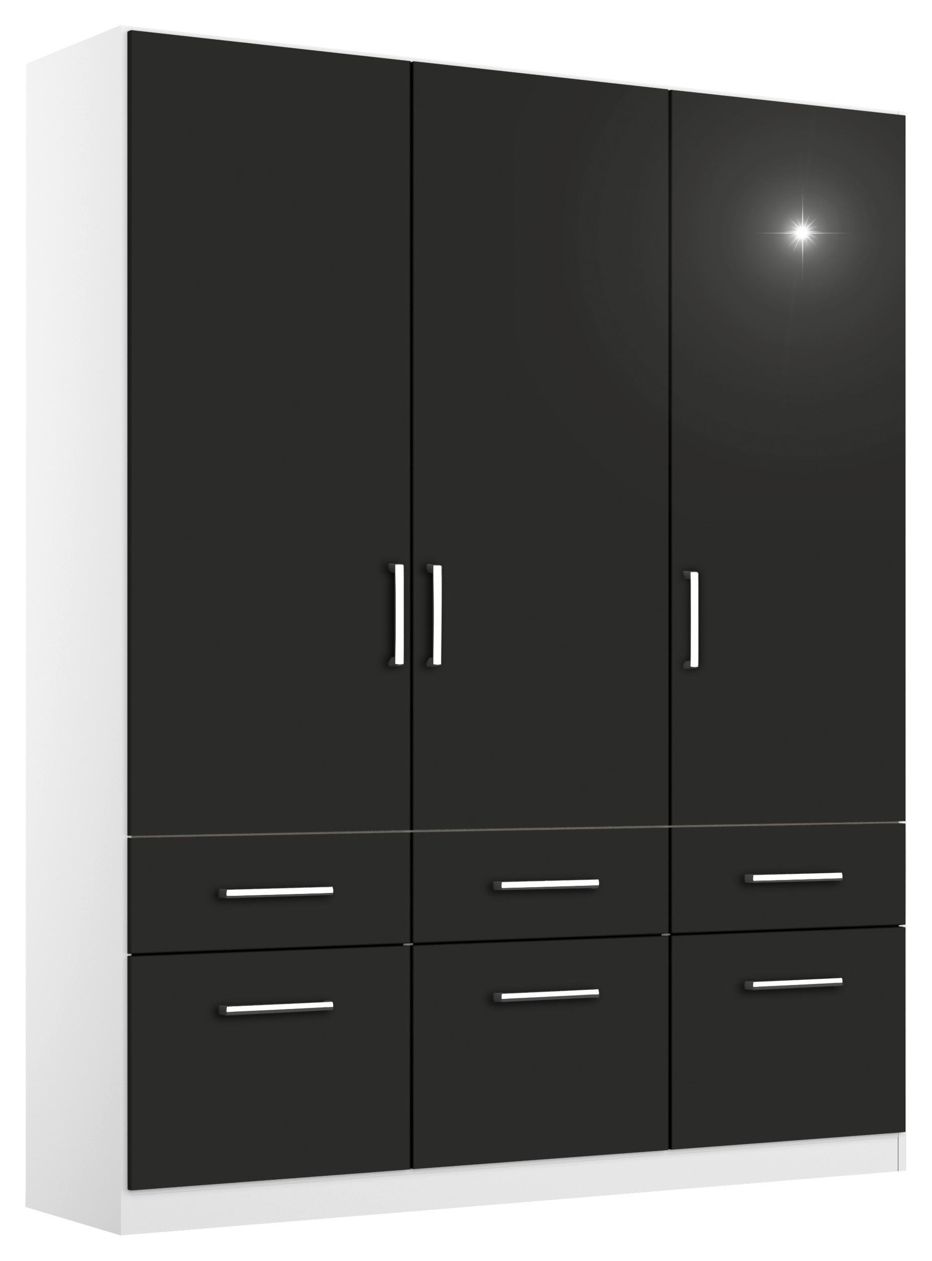 Drehtürenschrank B: 136 cm Berlin Weiß/Grau