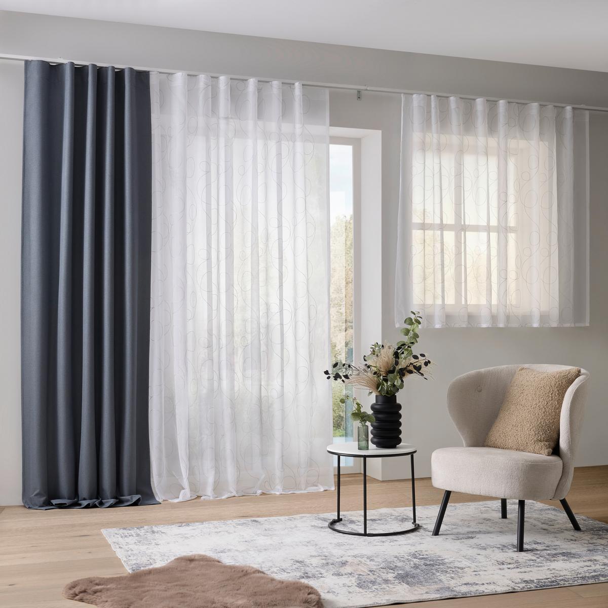 Zatemňovací záves Allan, 135/255cm, sivá - sivá, Romantik / Landhaus, textil (135/255cm) - Premium Living