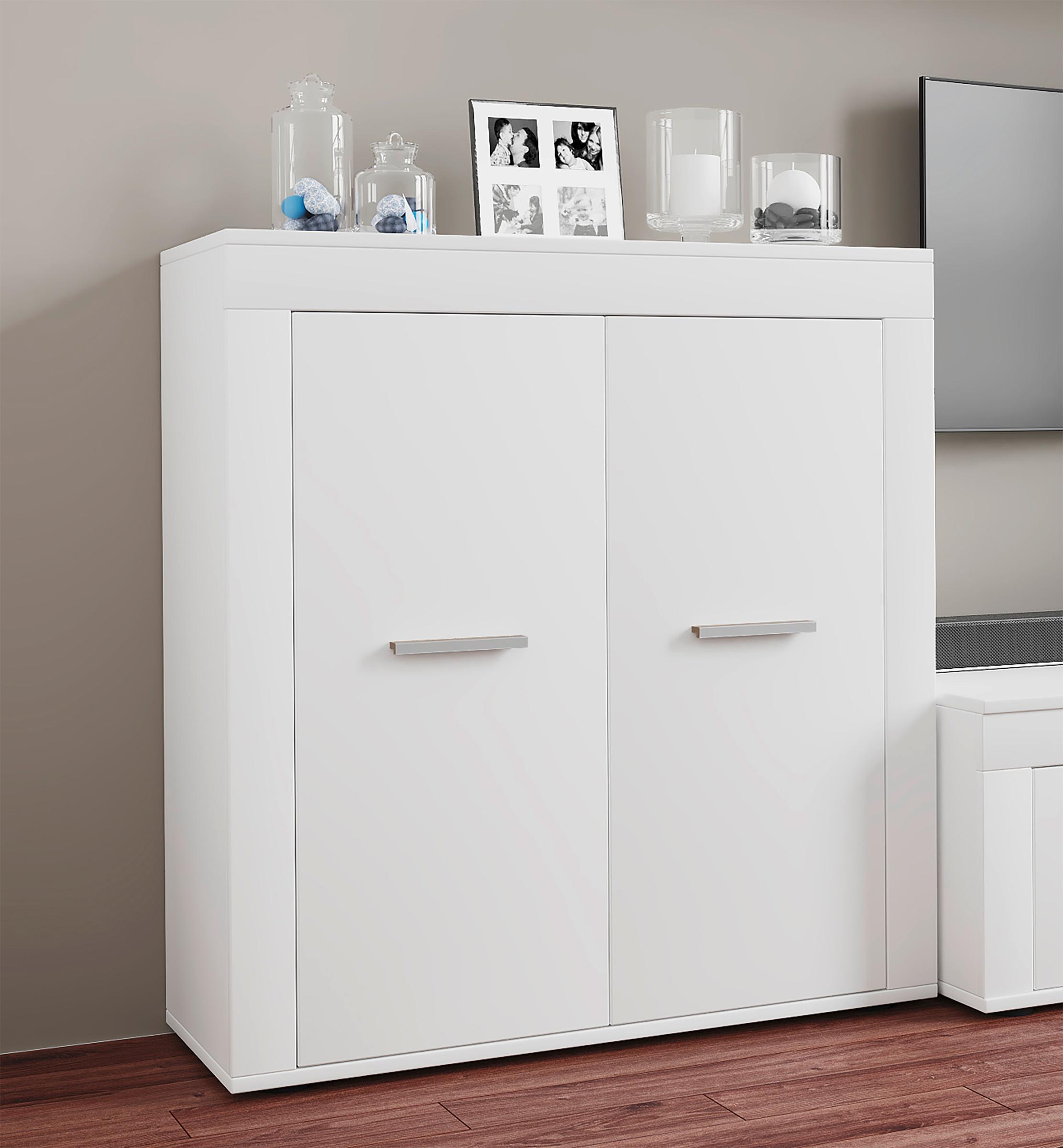 Kommode Usilo Weiß B: 80 cm - Silberfarben/Weiß, Design, Holzwerkstoff (80/89/35cm) - MID.YOU