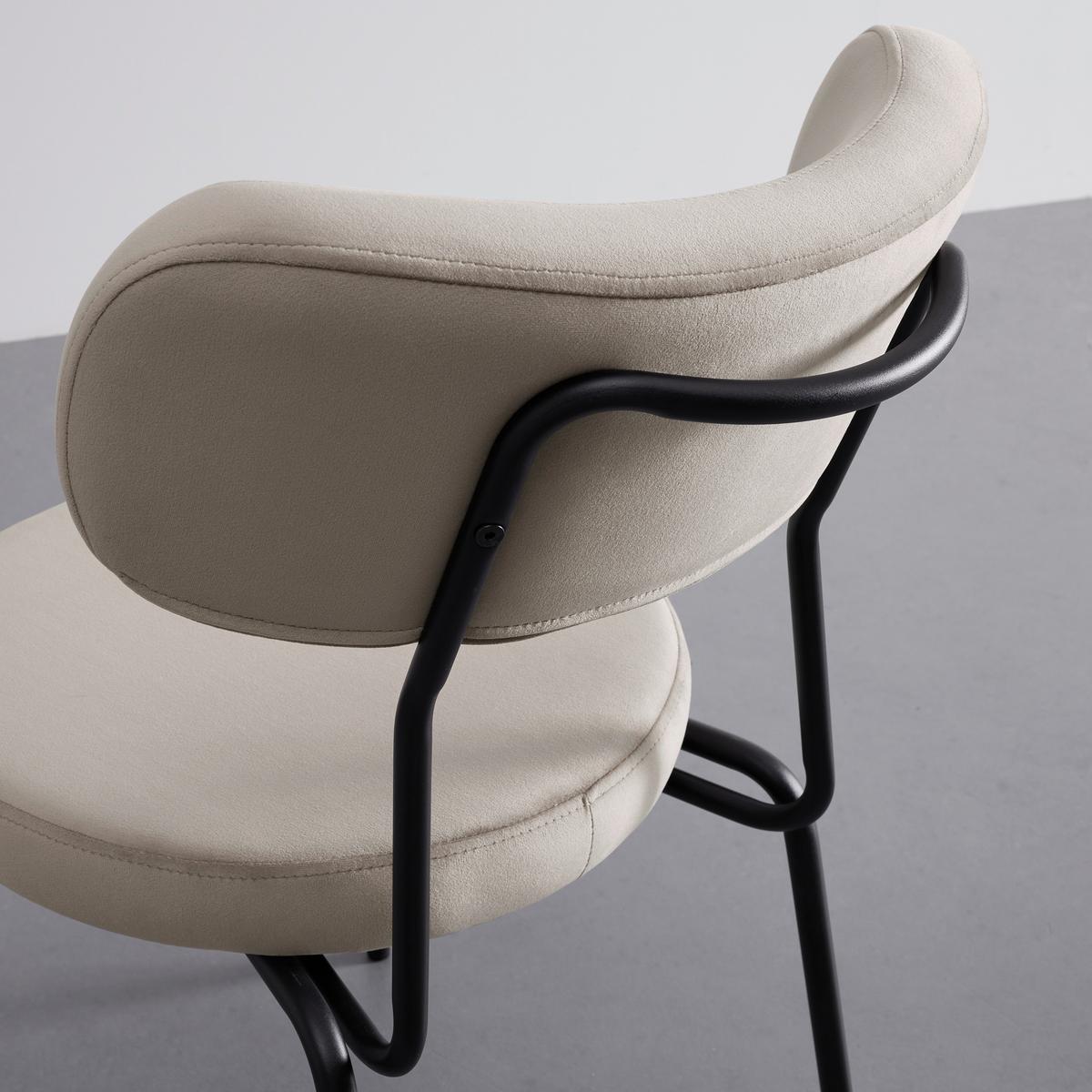 Sametová židle Lea - hnědá/béžová - černá/béžová, Moderní, kov/dřevo (51/82/63cm) - Bessagi Home