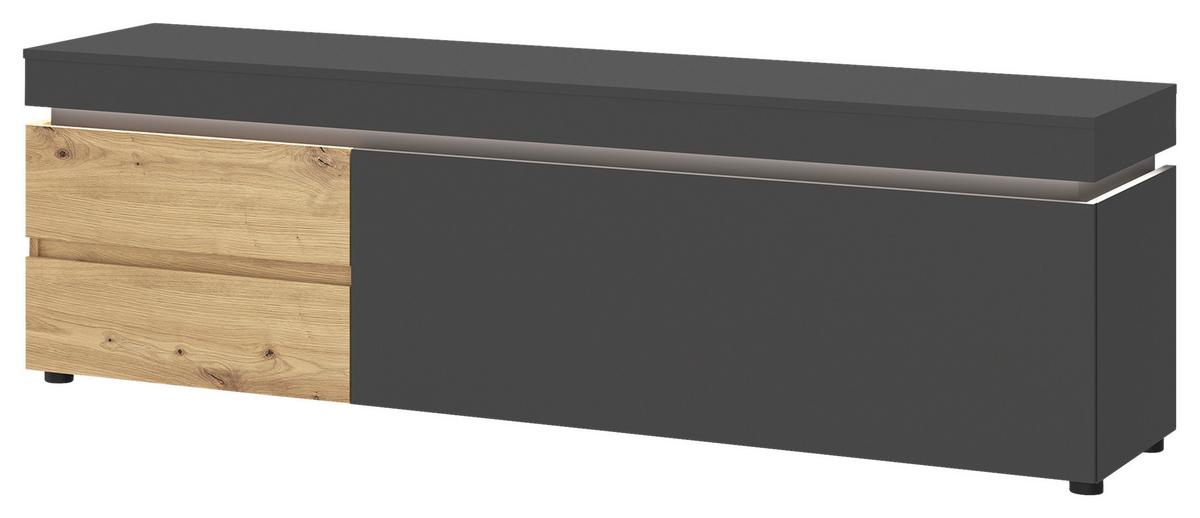 Tv-element Luci Grau Eiche Artisan/grau B: 180,5 Cm - Schwarz/Eiche Artisan, Trend, Holzwerkstoff (180,5/56,7/48cm) - MID.YOU