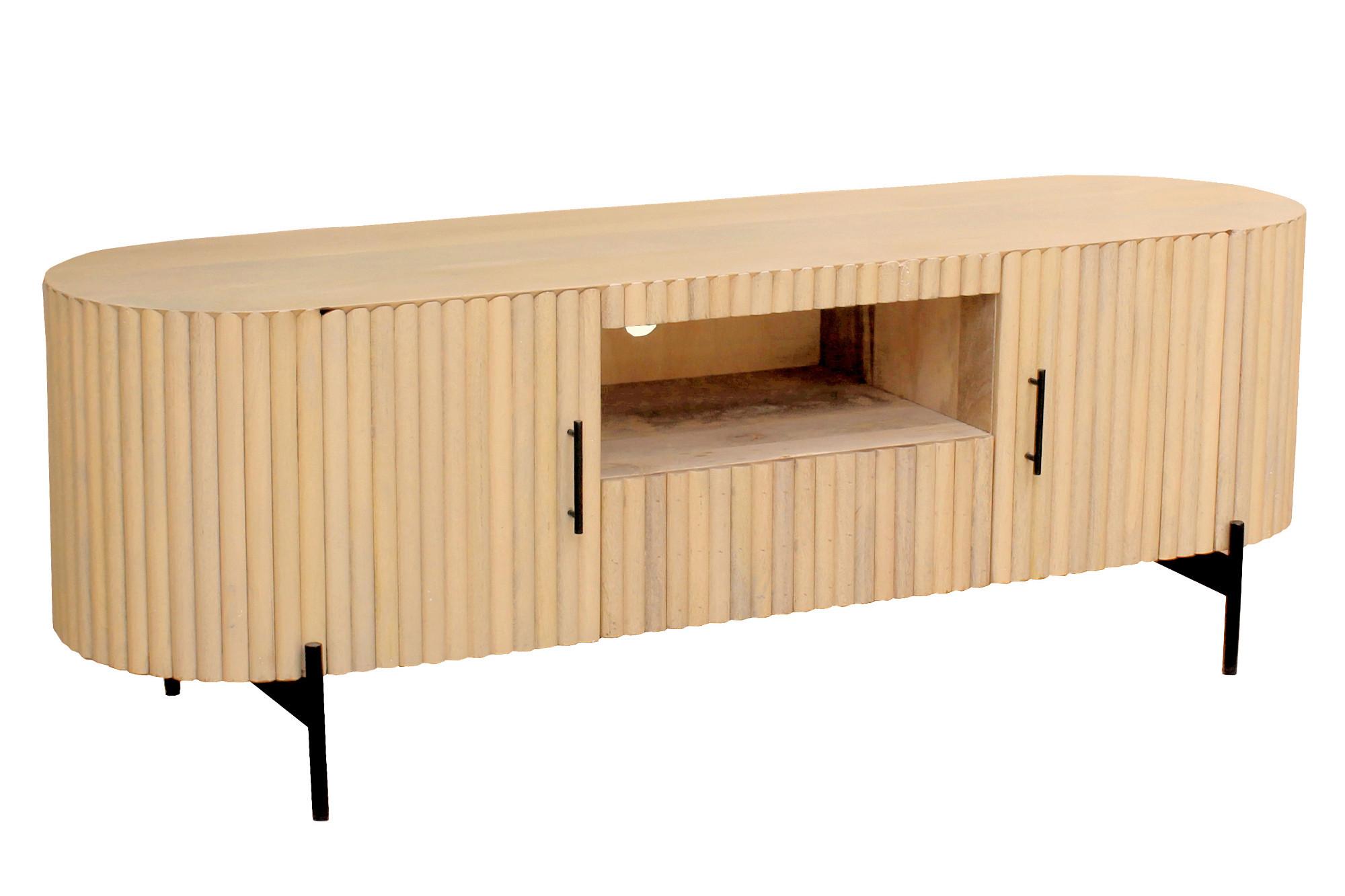 LOWBOARD Naturfarben/Schwarz B: 160cm - Schwarz/Naturfarben, Design, Holz/Metall (160/60/45cm) - MID.YOU