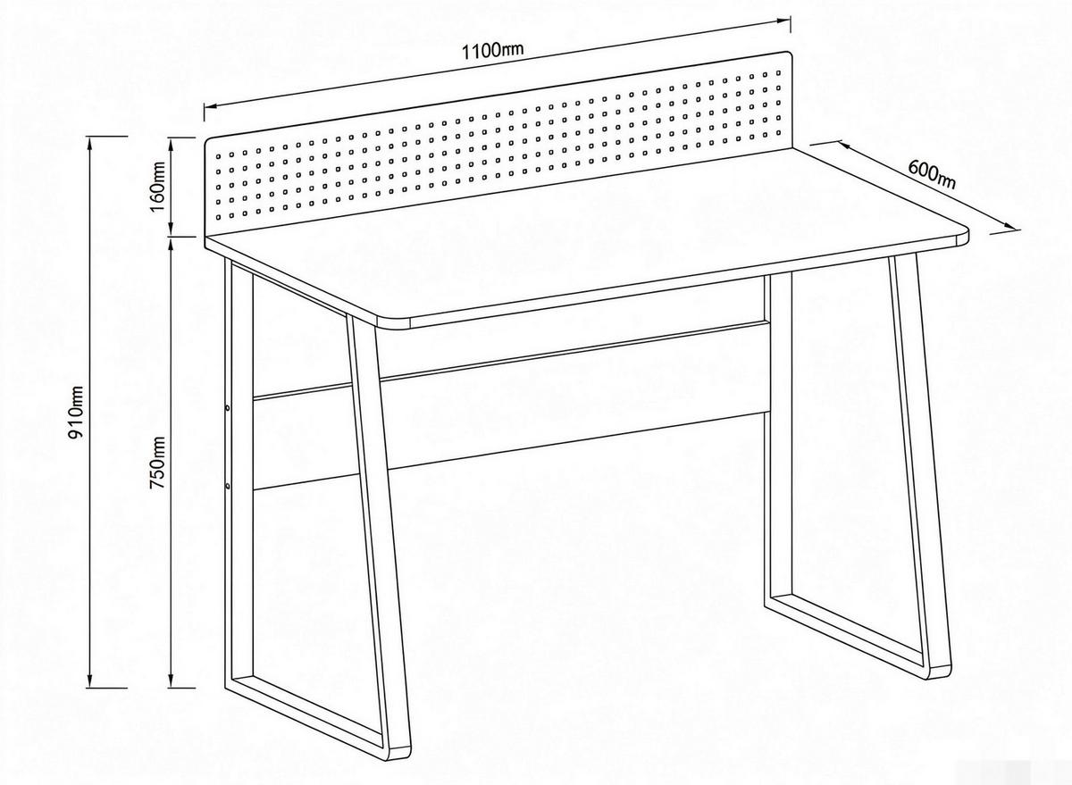 Písací stôl MICK - čierna/dub artisan, Modern, kov/kompozitné drevo (110/60/75-91cm) - Bessagi Home