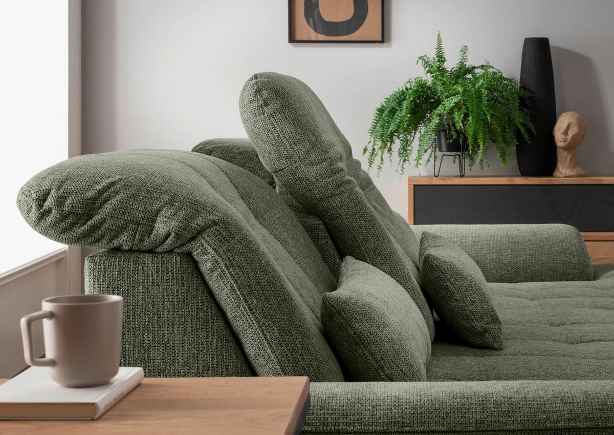 Ecksofa Rigatti, Grün S: 314x184 cm - Chromfarben/Grün, MODERN, Textil (314/184cm) - Livetastic