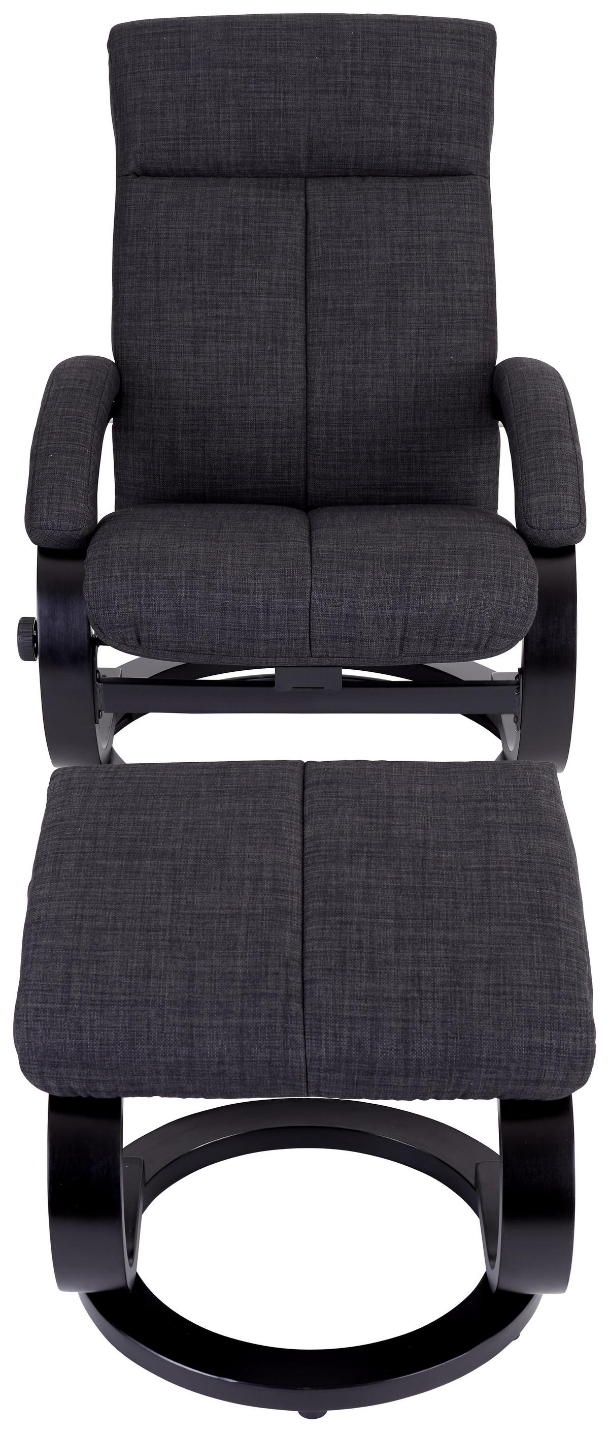 Fernsehsessel mit Fußhocker Niklas Webstoff Dunkelgrau - Dunkelgrau/Schwarz, MODERN, Holz/Textil (66/98-86/80-110cm) - Ondega
