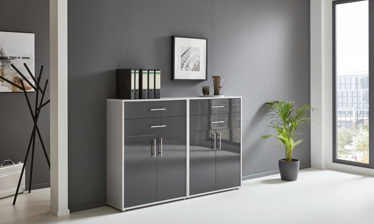 Aktenschrank Office Edition Grau/anthrazit Hg B: 168,8cm - Anthrazit Hochglanz/Grau, MODERN, Holzwerkstoff (168,8/113,6/33cm) - MID.YOU