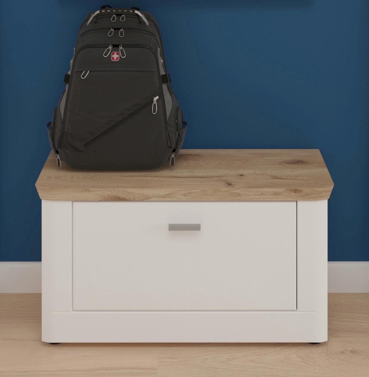 Garderobenbank Michigan B:79 cm 1 Klappe Weiß - Weiß, LIFESTYLE, Holzwerkstoff (79/44/37cm) - MID.YOU