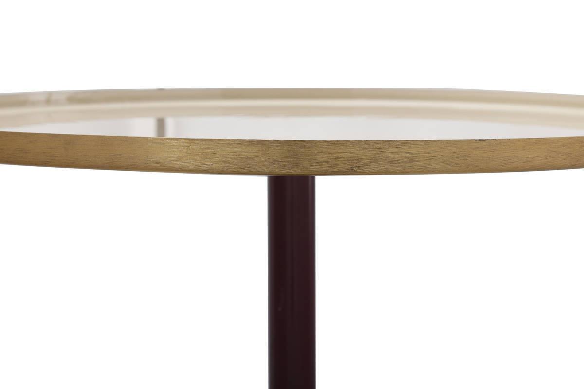 PRÍRUČNÝ STOLÍK ART DECO - slivková/krémová, Trend, kov (51/52cm)