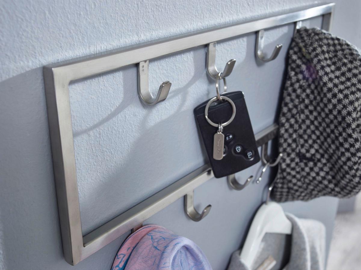 Wandgarderobe Wohnling Silberfarben B:50 cm - Silberfarben, MODERN, Metall (50/20/4cm) - MID.YOU