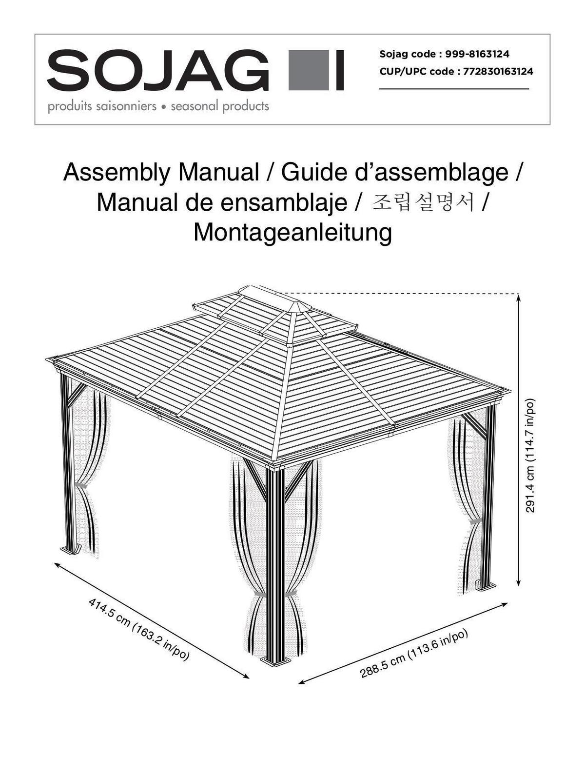 Pavillon Mykonos 425x299 Cm Sturmfest Gartenpavillon - Anthrazit, Basics, Metall (425/292/299cm)