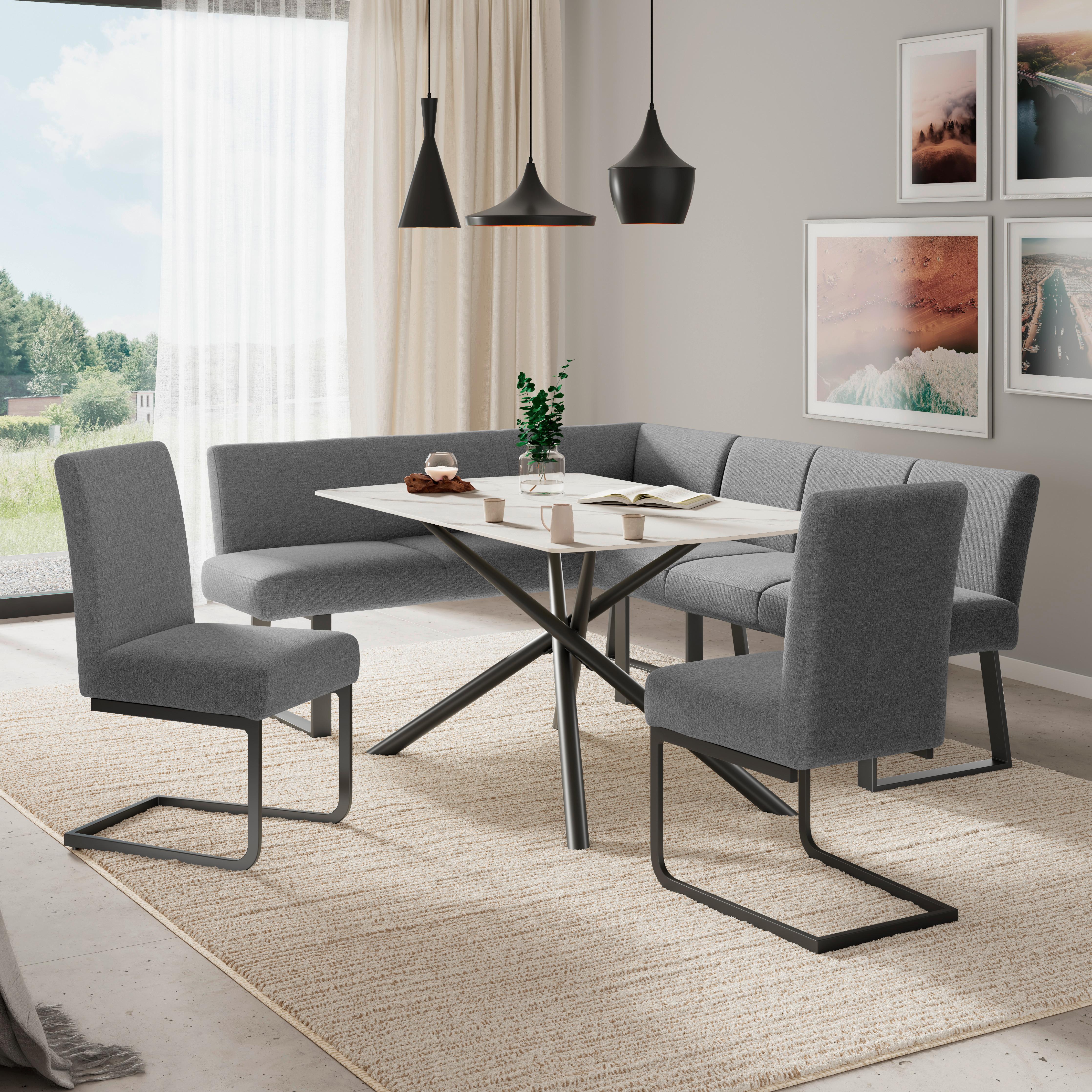 Eckbank Anthrazit/metallbeine Terri 190x150cm - Anthrazit/Schwarz, MODERN, Textil/Metall (190/150cm) - MID.YOU