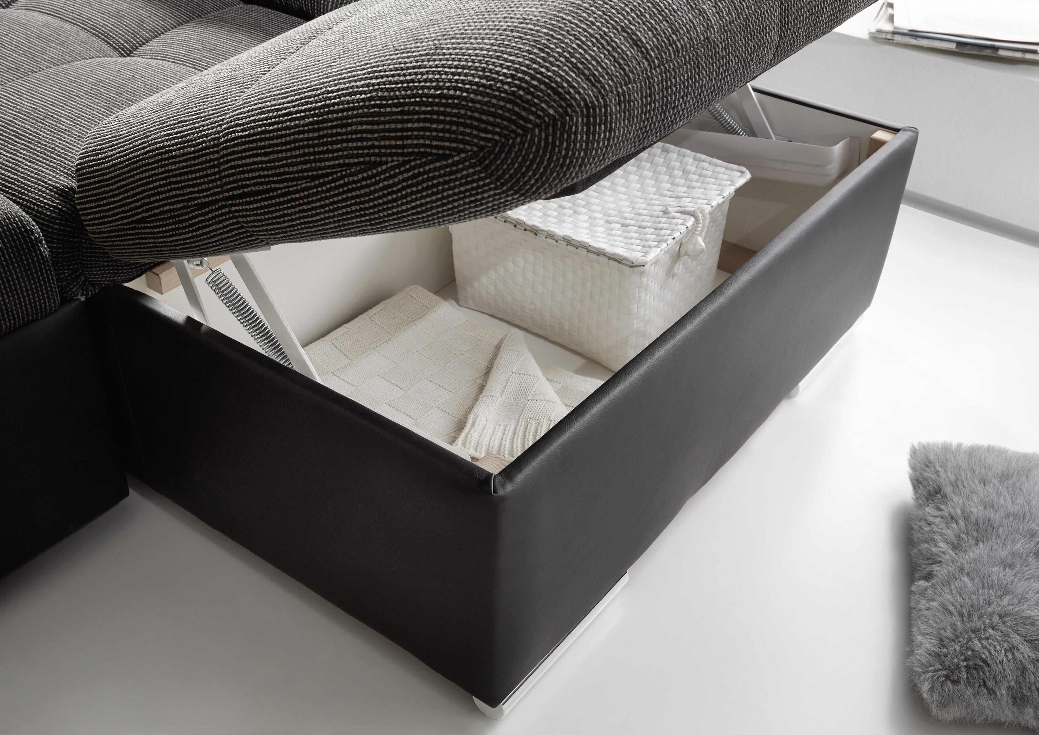 Wohnlandschaft Mit Schlaffunktion Jakarta - Chromfarben/Schwarz, Design, Textil (218/324/170cm) - MID.YOU