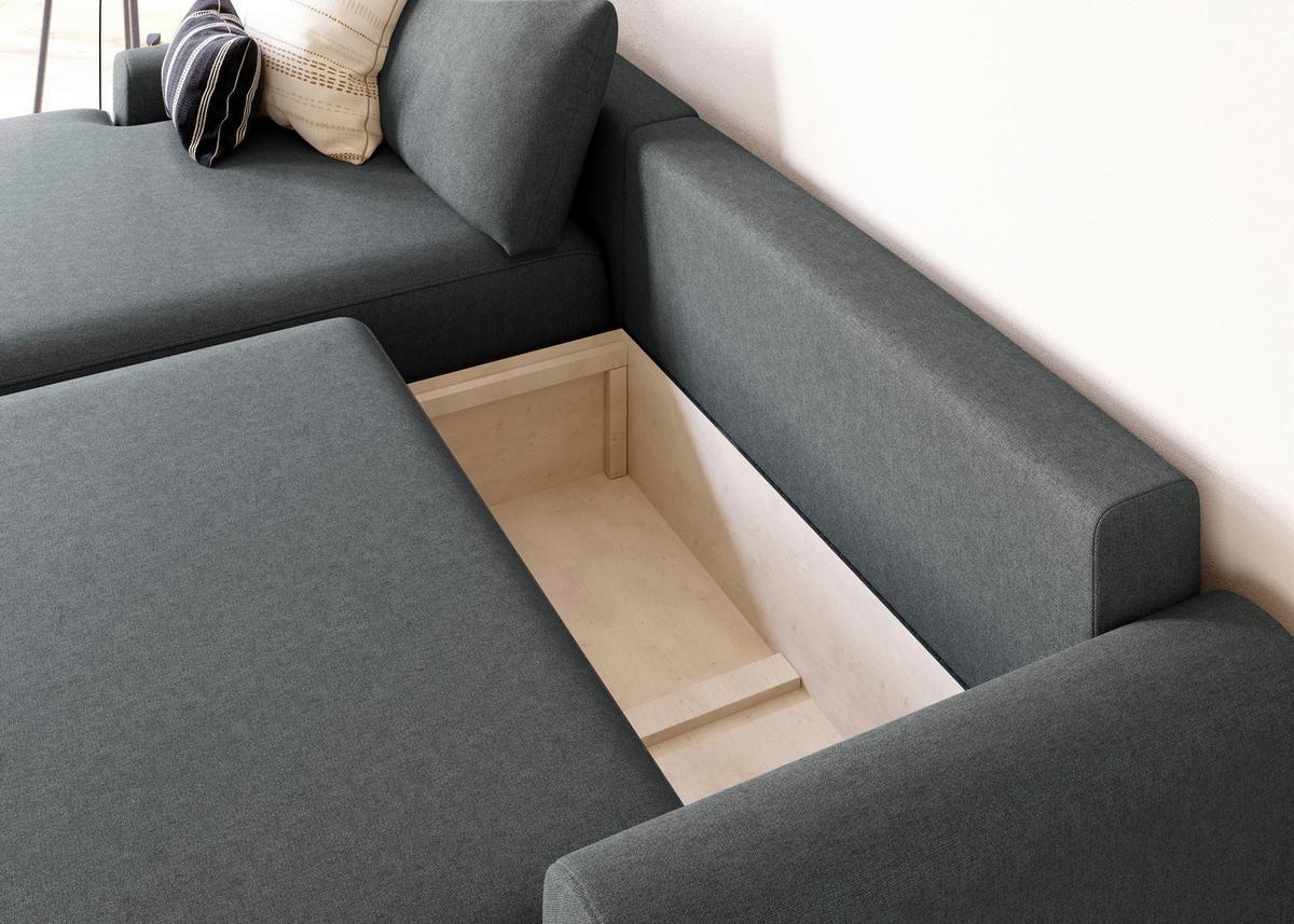 Eckschlafsofa Prag Graphitfarben S: 167x253 cm - Schwarz/Graphitfarben, MODERN, Textil (167/253cm) - Trendmanufaktur
