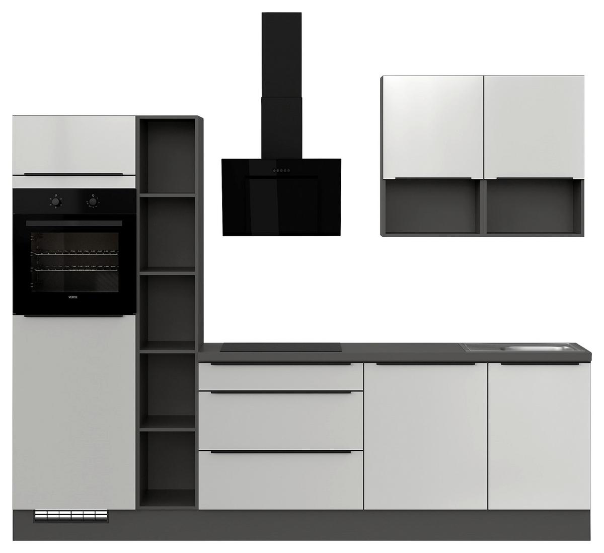 Küchenleerblock Ip4050 - Weiß Hochglanz/Dunkelgrau, Design, Holzwerkstoff (280cm) - Impuls