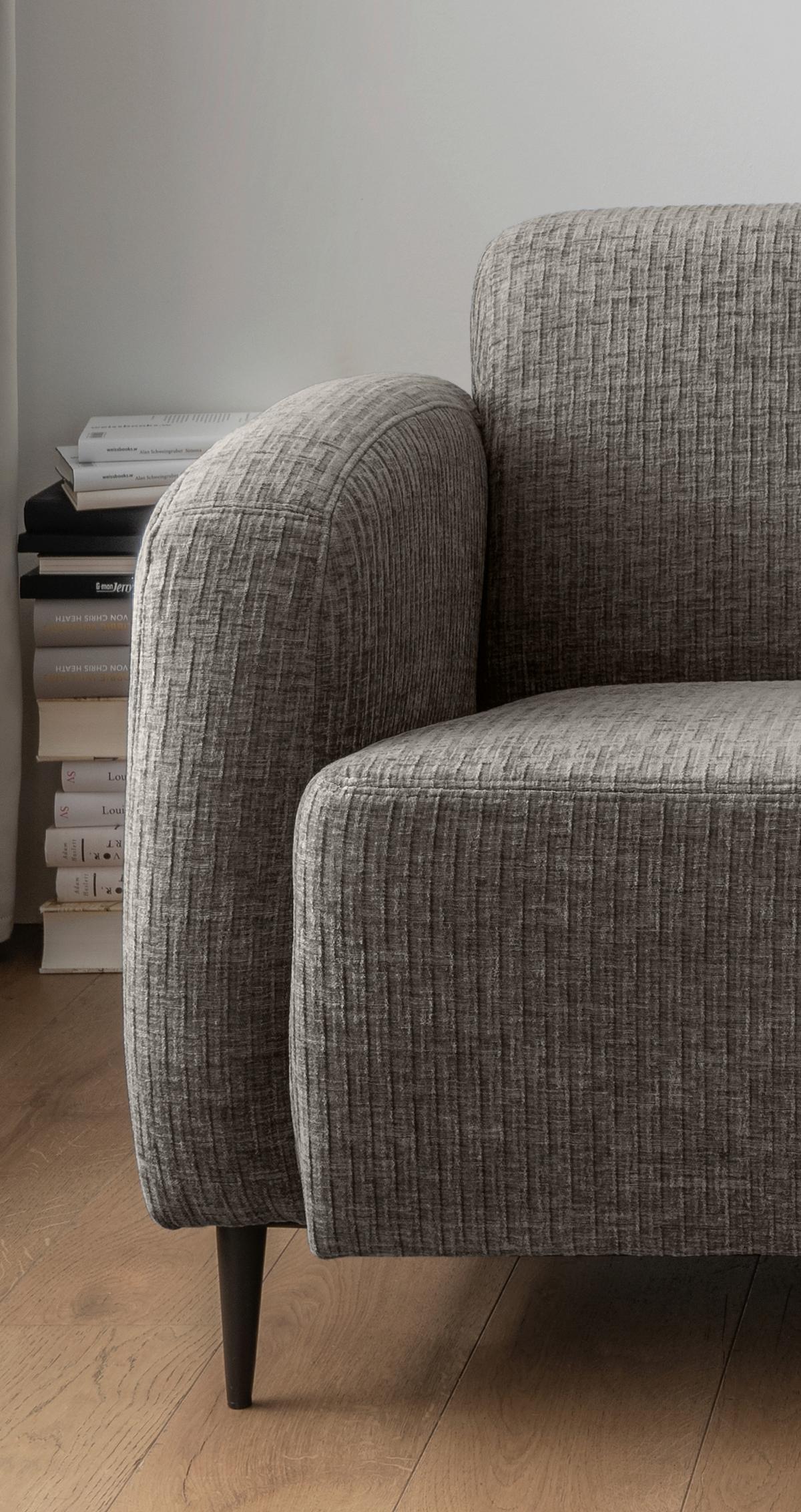 2-Sitzer-Sofa Marone Graubraun B: 140cm - Graubraun/Schwarz, MODERN, Textil (140/76/90cm) - Livetastic