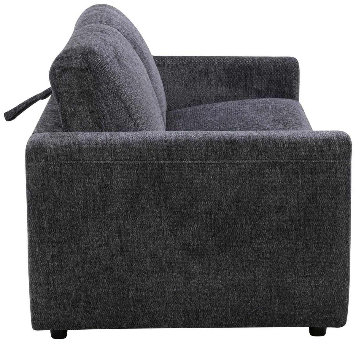 Schlafsofa Kopenhagen dunkelgrau, B: 194cm - Dunkelgrau/Schwarz, MODERN, Holz/Textil (194/95/83cm)