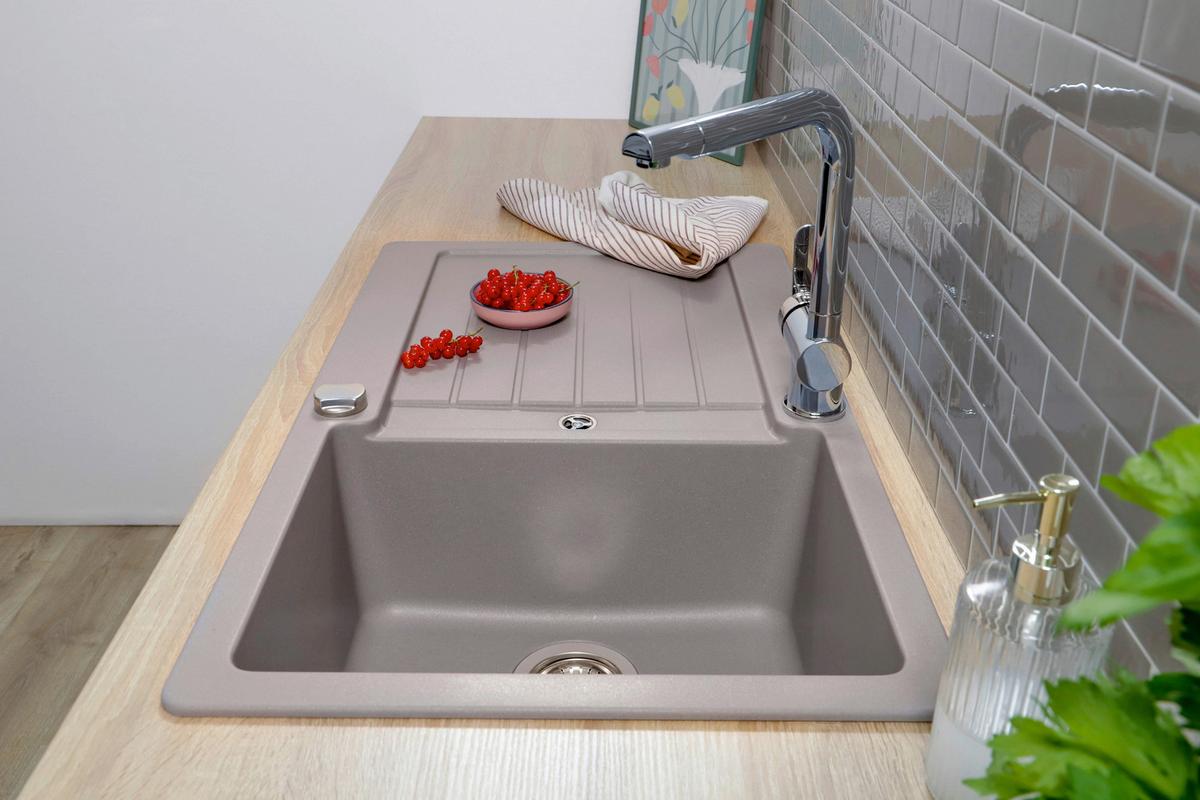 Spüle Austin Grau B: 86 cm - Grau, Design, Stein (86/21/50cm) - Respekta