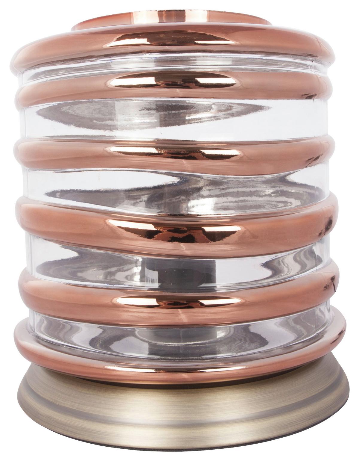 Tischleuchte Aladin 700 Champagnerfarben B: 20 cm - Champagner/Kupferfarben, Basics, Glas/Metall (20/20/21cm) - Kayoom