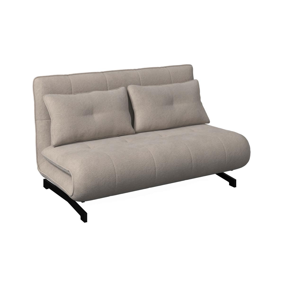 Rozkládací pohovka LUNA, béžové buklé, max.240 kg - černá/béžová, Moderní, kov/textil (142/62/40cm) - Bessagi Home