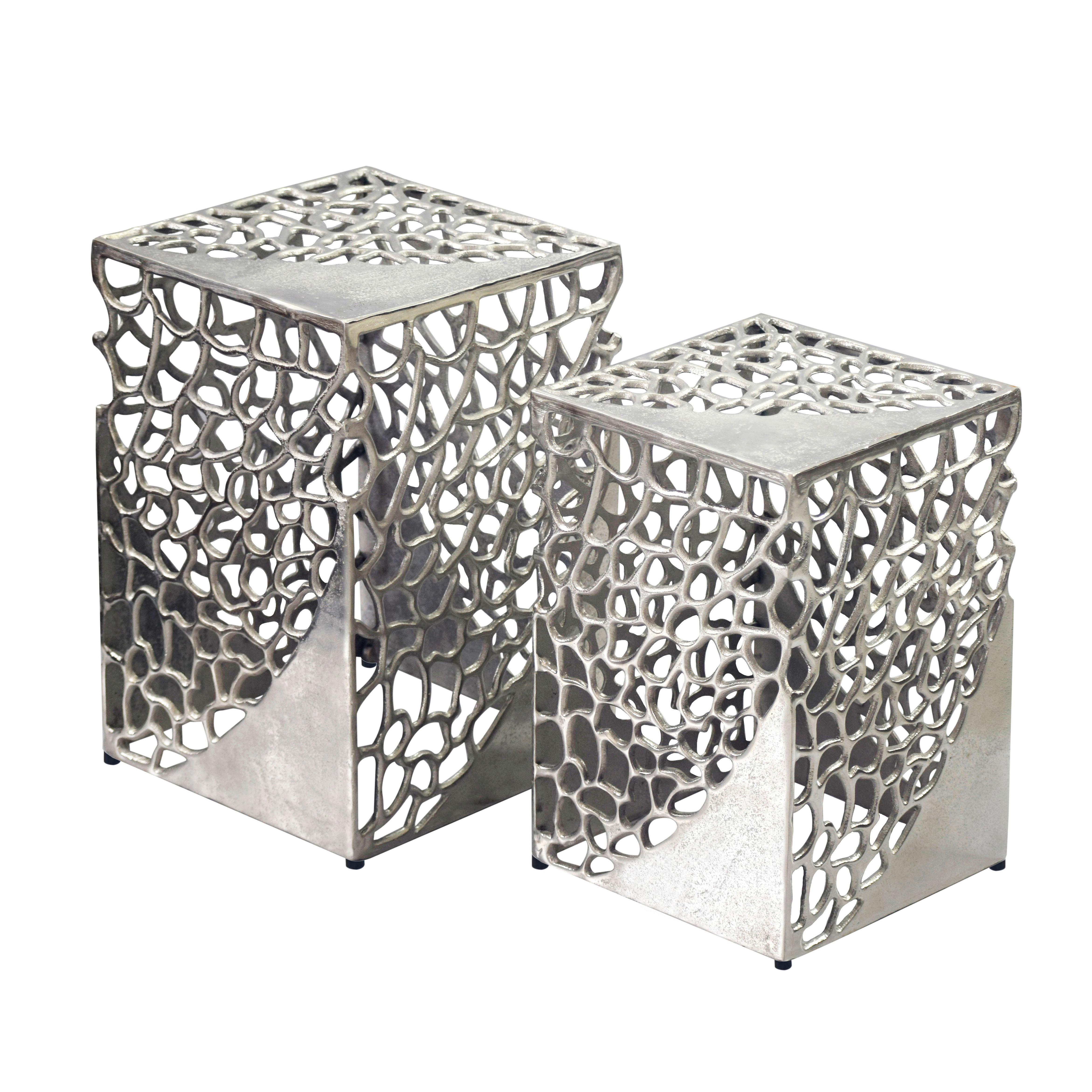 SATZTISCH Silberfarben 2-teilig - Silberfarben, Design, Metall (30/26/30/26/45/40cm) - MID.YOU