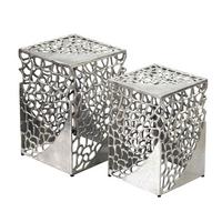 SATZTISCH Silberfarben 2-teilig - Silberfarben, Design, Metall (30/26/30/26/45/40cm) - MID.YOU