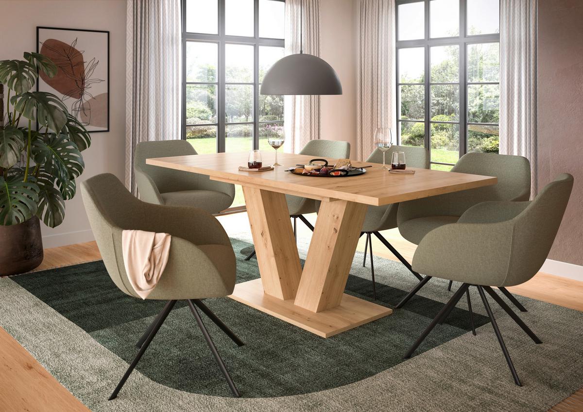 Ausziehtisch Marlon 150 Az Melamin Artisan, B: 150-190 cm - Eiche Artisan, Trend, Holzwerkstoff (150-190/76/90cm)