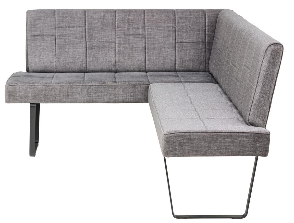 Eckbank Tilos Samt Dunkelgrau, S: 150x190 cm - Dunkelgrau/Schwarz, KONVENTIONELL, Textil/Metall (150/190cm) - MID.YOU