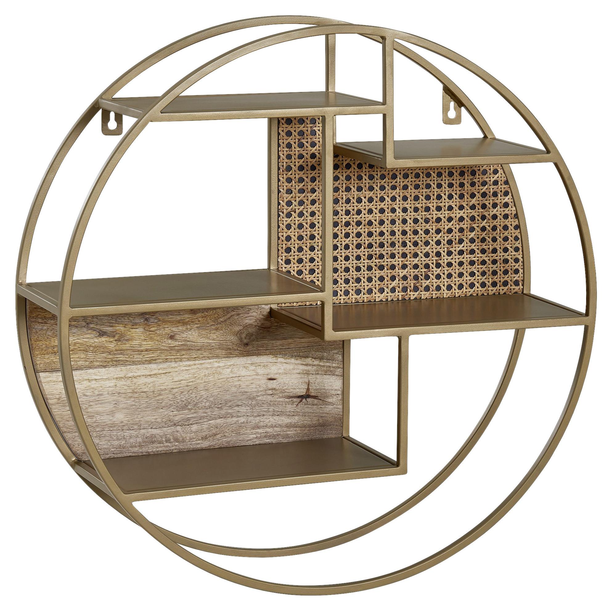 Wandregal in Messingfarben