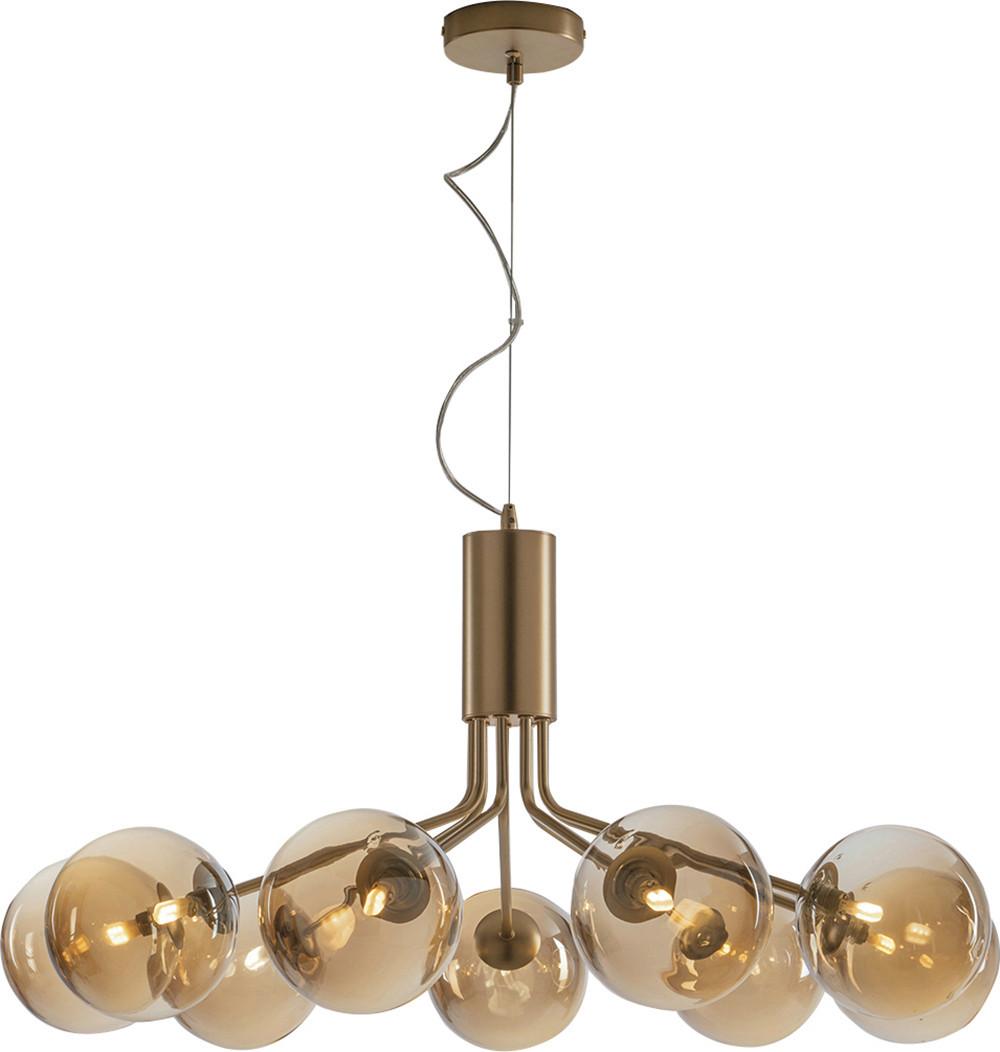 Hängeleuchte 9120-S9 Go - Chromfarben/Messingfarben, Basics, Glas/Metall (83,4/44,4cm)