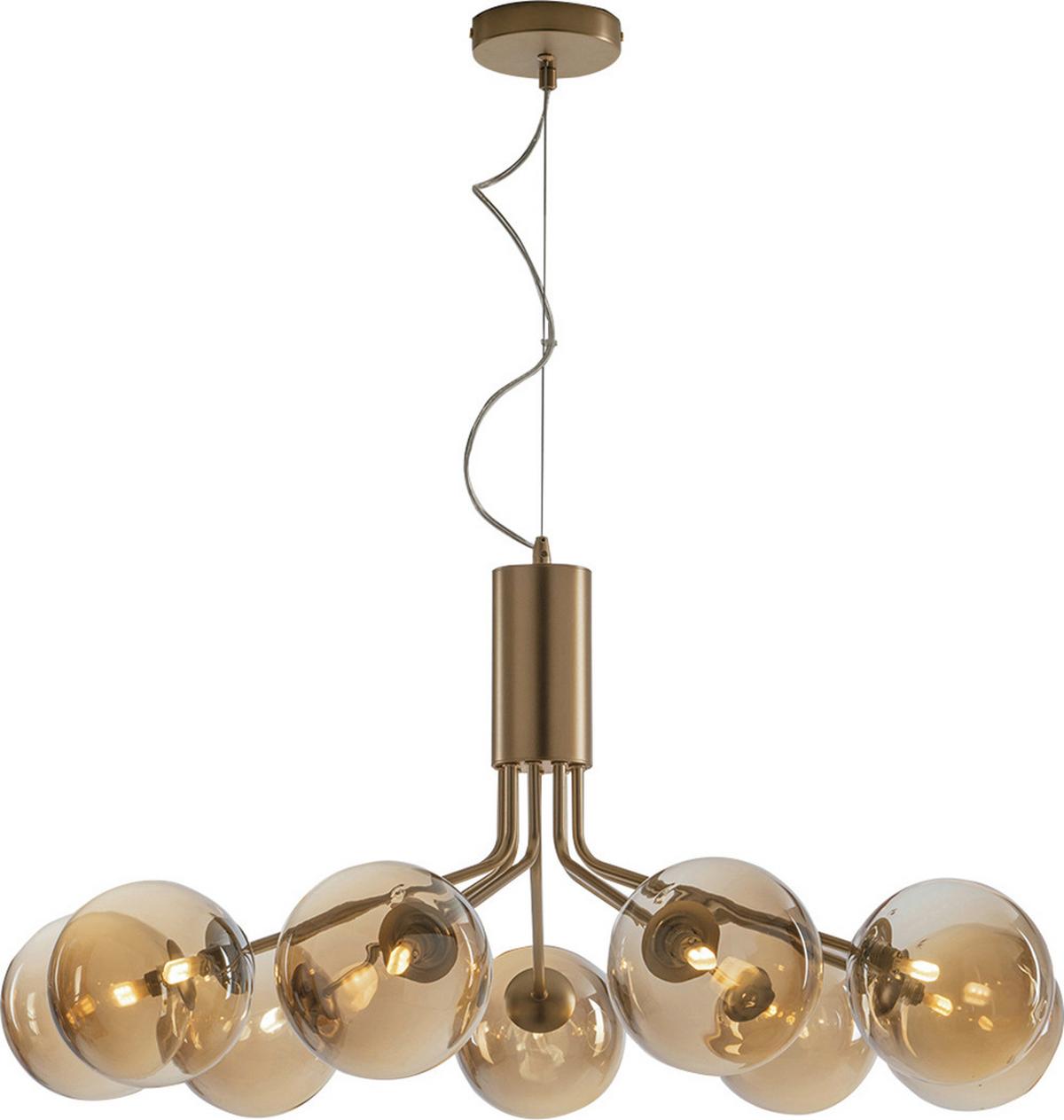 Hängeleuchte 9120-S9 Go - Chromfarben/Messingfarben, Basics, Glas/Metall (83,4/44,4cm)