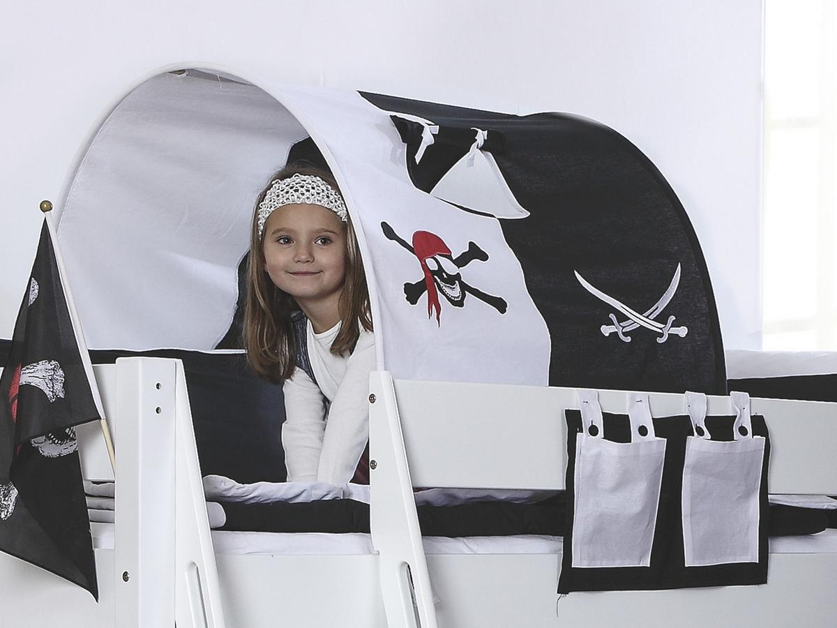 Tunnelset Schwarz/weiß Pirat Mit Gestänge - Schwarz/Weiß, Design, Textil