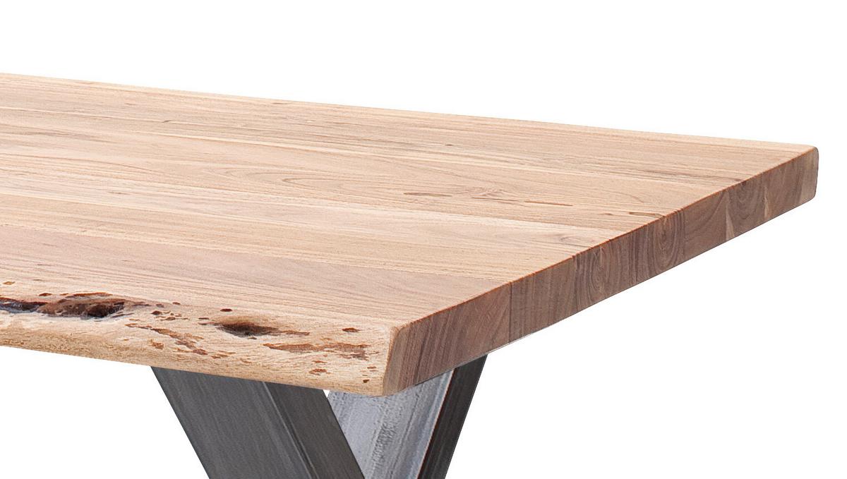 Couchtisch Holz Massiv Cartagena Akazie/nickelfarben - Akaziefarben/Nickelfarben, MODERN, Holz/Metall (110/45/70cm)