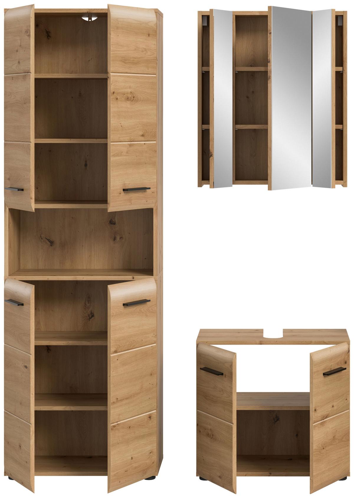 Badezimmer Ice Eiche Artisan Dekor B: 120cm - Schwarz/Eiche Artisan, Basics, Holzwerkstoff (120cm) - MID.YOU