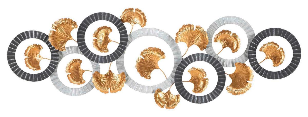 Wanddeko Arty B Grautöne/Goldfarben B: 127,5cm - Basics, Metall (127.50/44.50/4cm)