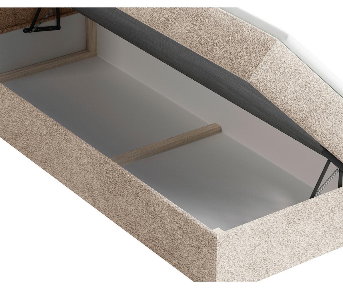 Boxbett Paris Lf: 160x200 Beige - Beige/Schwarz, MODERN, Holz/Kunststoff (160/200cm) - MID.YOU