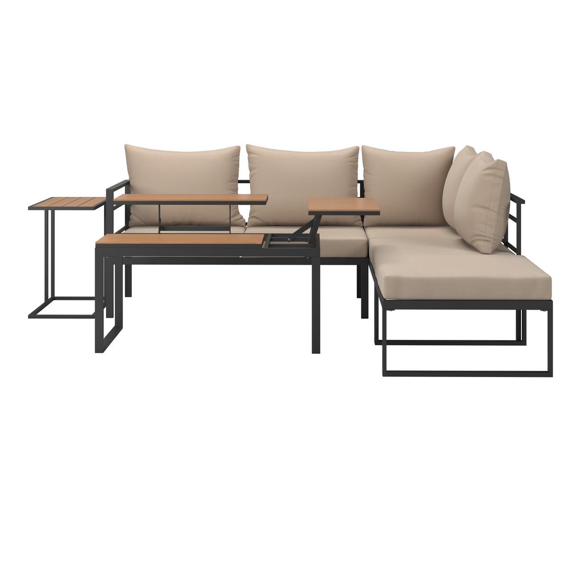 Loungegarnitur Rovinj - Beige/Grau, MODERN, Holzwerkstoff/Textil (204/273cm) - Beldano