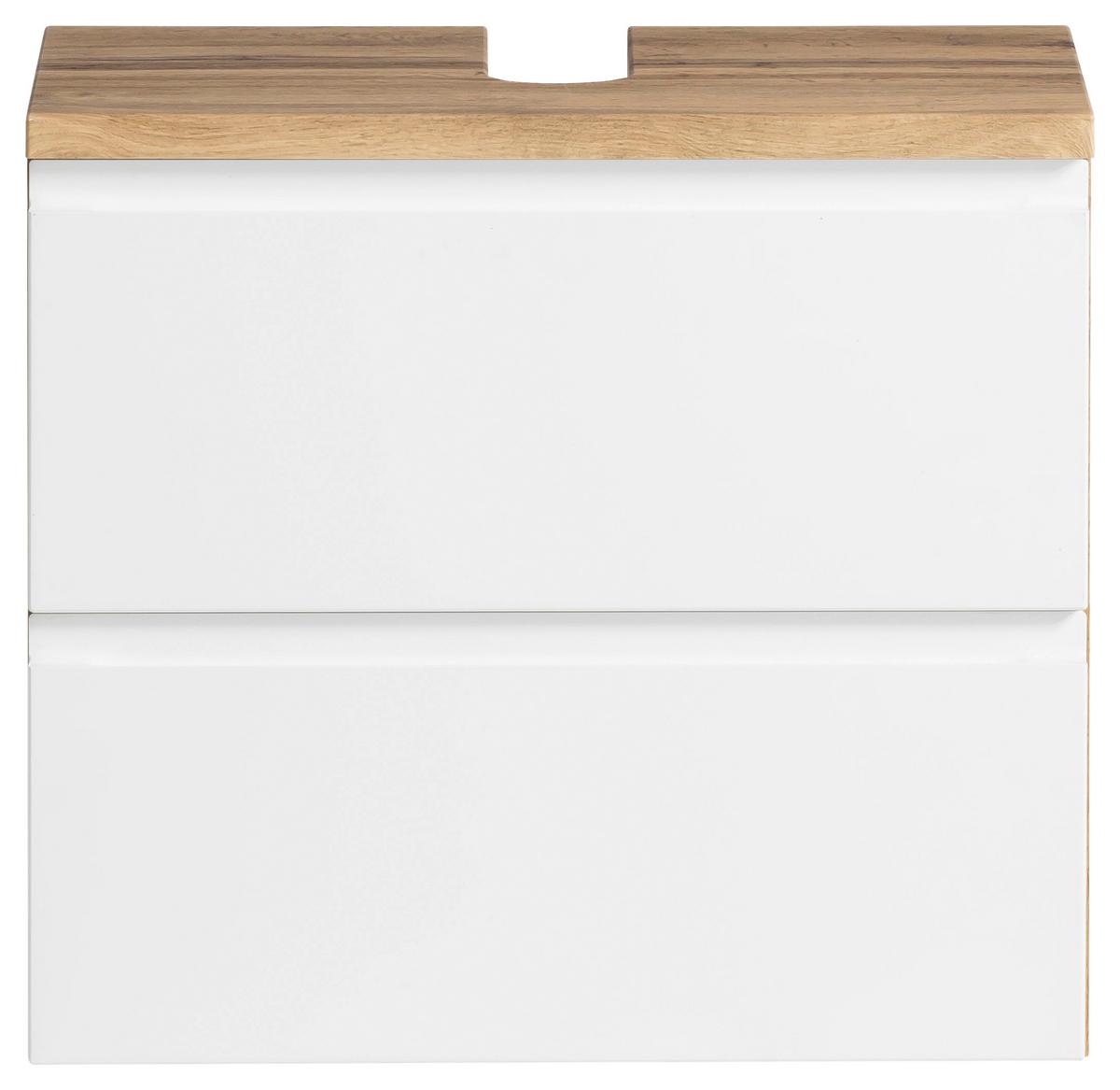 Waschbeckenunterschrank Varese B: 60 cm Wotaneiche Dekor/Weiß - Eiche Wotan/Weiß, MODERN, Holzwerkstoff (60/59/35cm) - Held