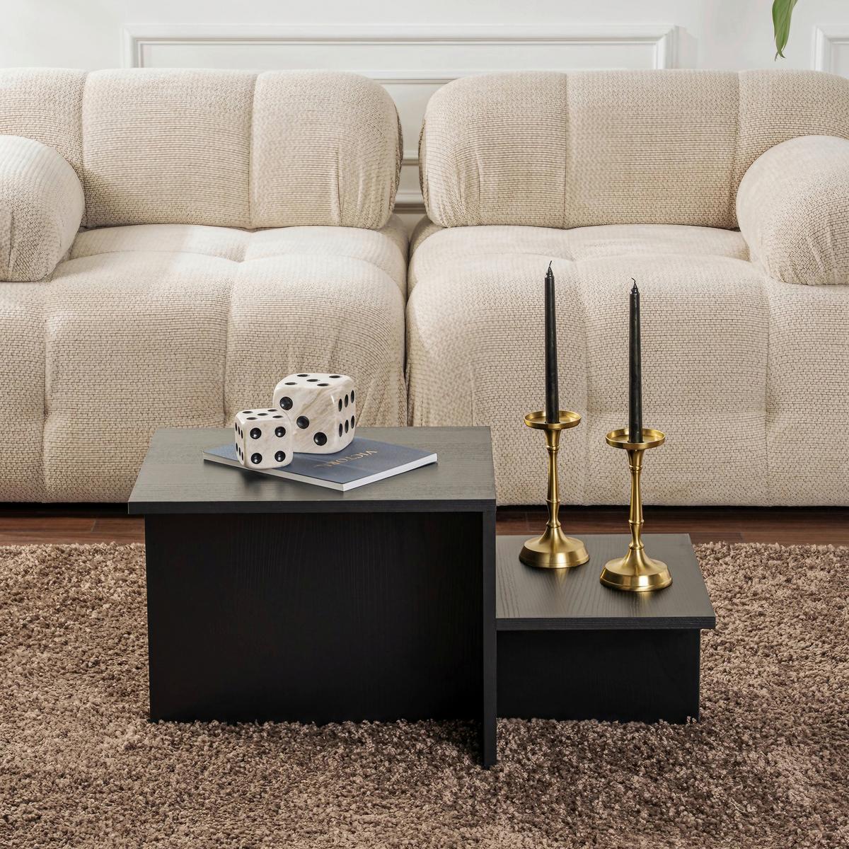 COUCHTISCH Harmony Schwarz L: 80cm - Schwarz, Design, Holzwerkstoff (80/40/40cm) - MID.YOU