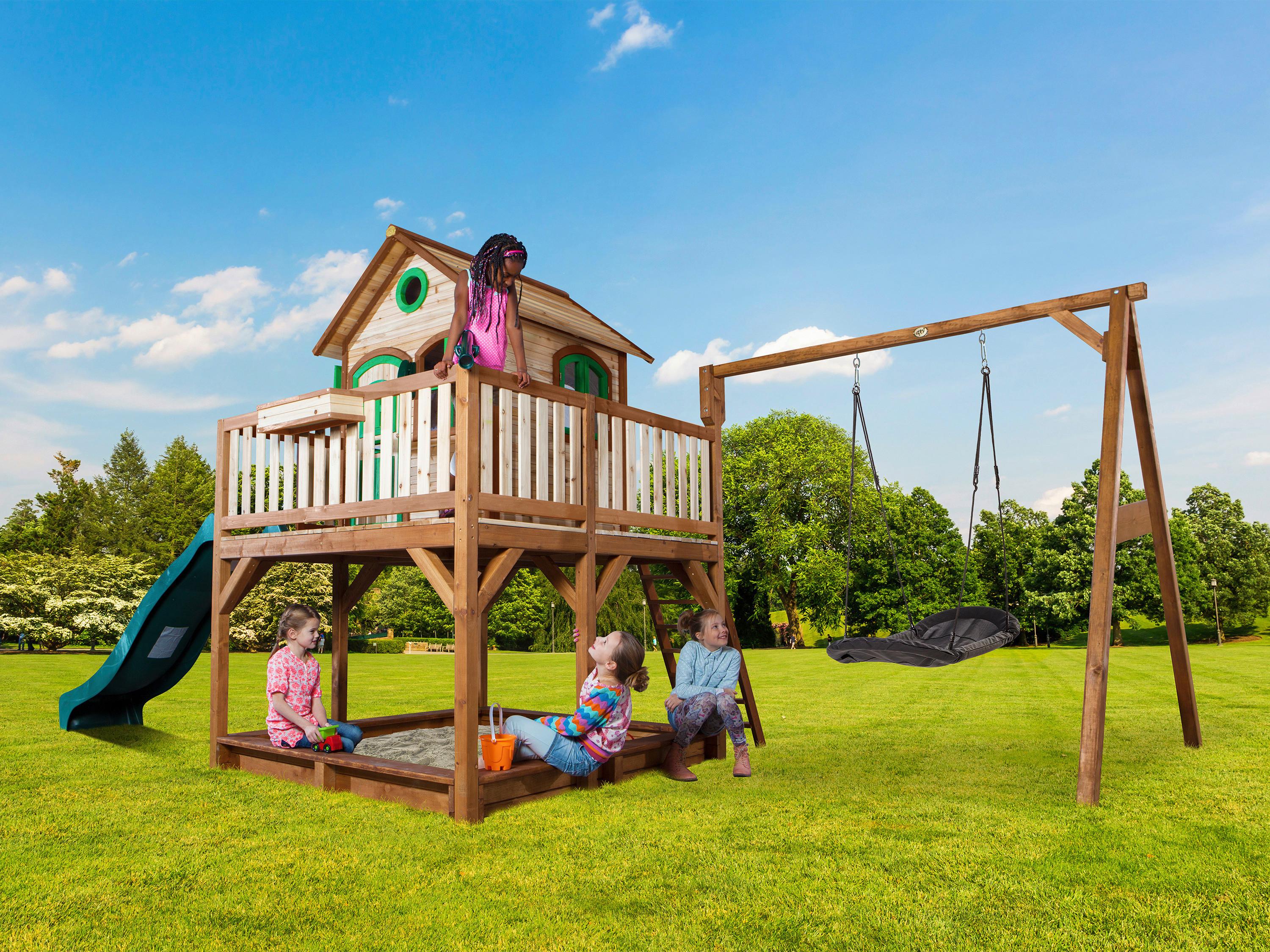Spielturm A030.158.00 - Braun/Weiß, KONVENTIONELL, Holz (613/291/277cm) - Ambia Garden