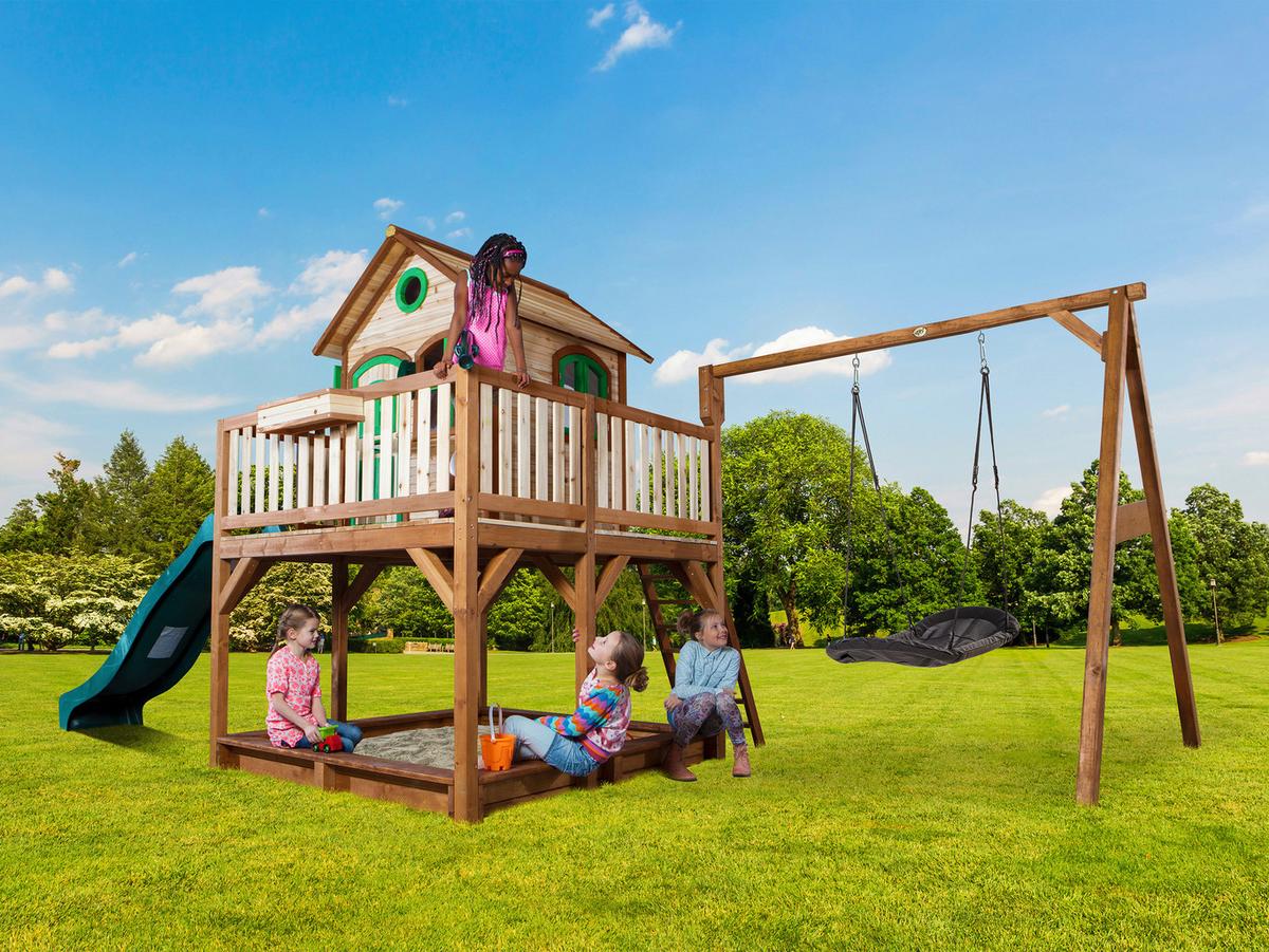 Spielturm A030.158.00 - Braun/Weiß, KONVENTIONELL, Holz (613/291/277cm) - Ambia Garden