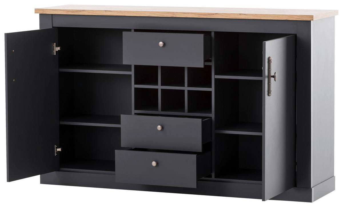 Sideboard Catania Anthrazit/Eiche Dekor B: 169cm - Anthrazit/Eiche Wotan, Design, Holzwerkstoff (169/104/45cm) - MID.YOU
