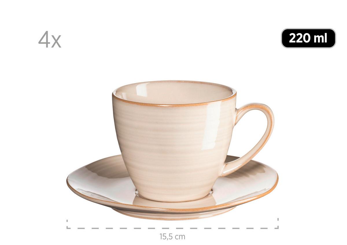 Tassenset Steinzeug Nottingham 8--Teilig. Beige 220ml - Beige, Basics, Keramik (19,5/16,5/18cm) - Mäser