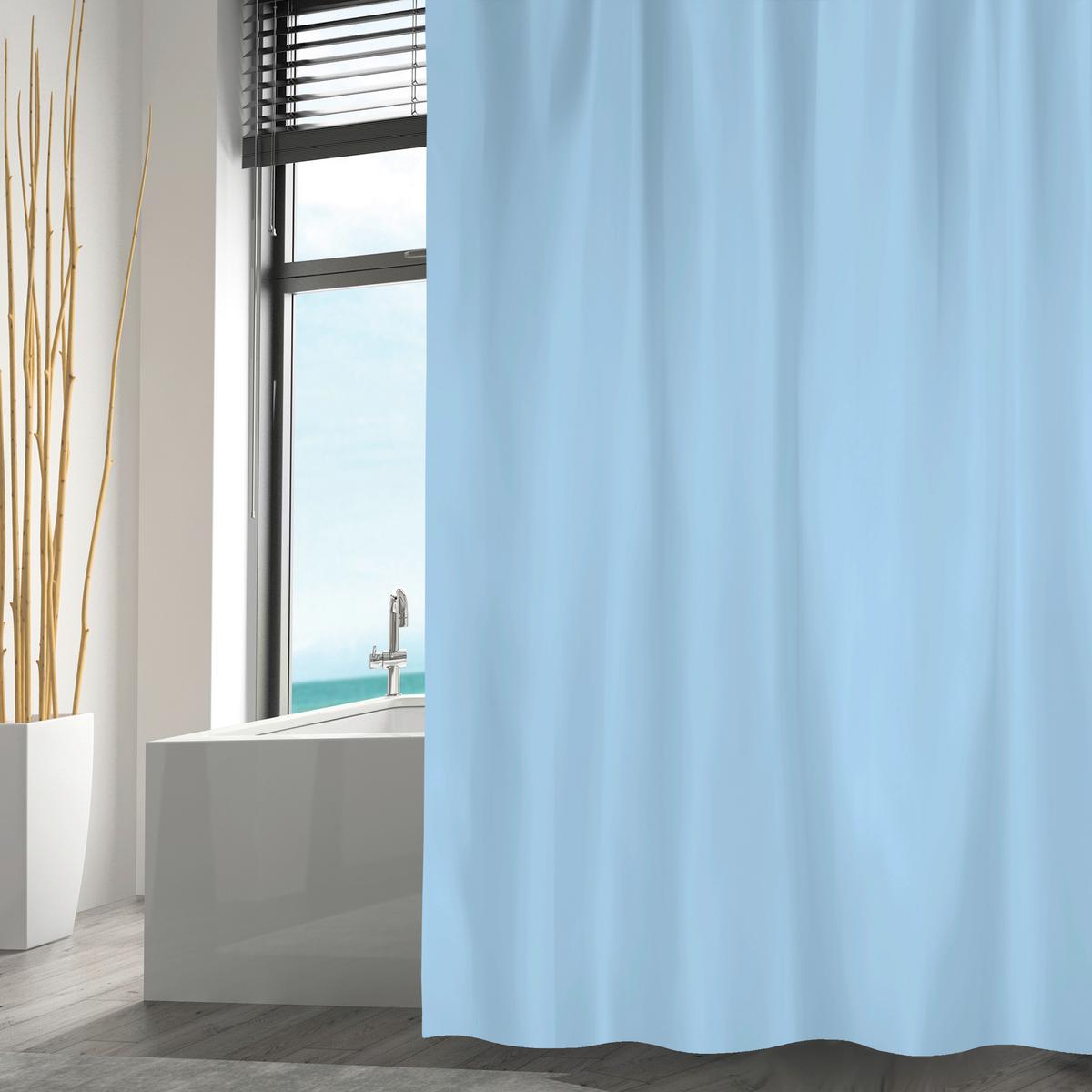 Duschvorhang in Hellblau Textil/Mischgewebe - Hellblau, Basics, Textil (180/200cm) - MSV