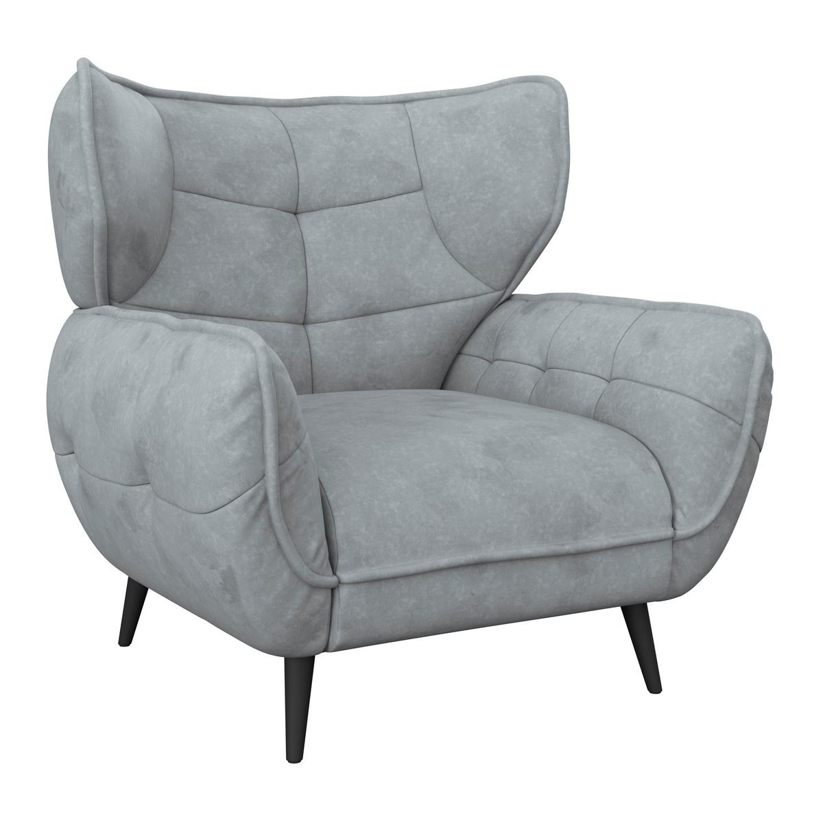 Kreslo ušiak PESCARA, sivá - čierna/sivá, Modern, textil (103/105/98cm)