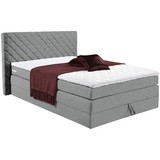 Boxspringbett Teilmassiv 140x200cm Allegra, Grau/ Birke - Hellgrau/Schwarz, KONVENTIONELL, Holz/Holzwerkstoff (140/200cm)