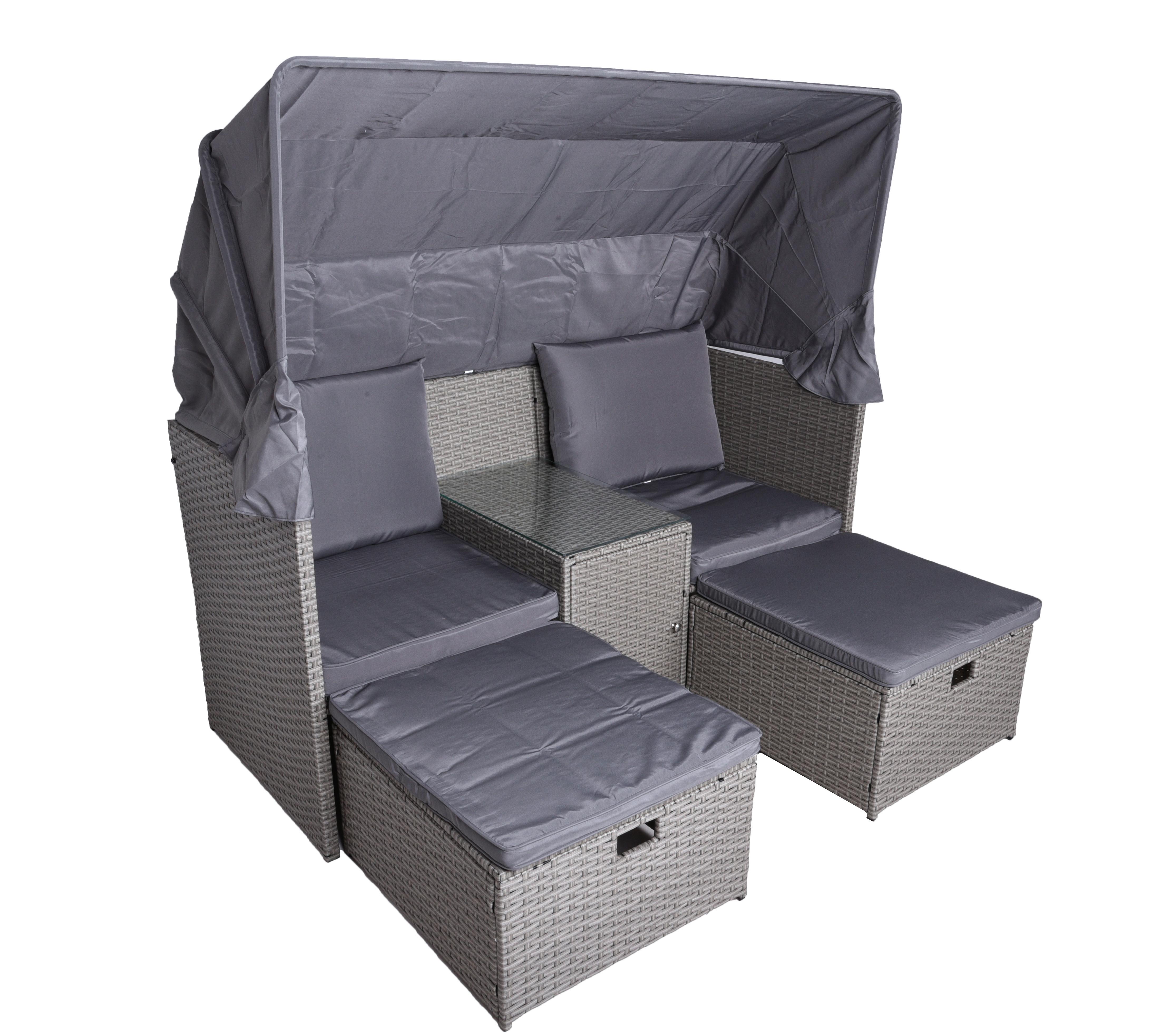 Loungegarnitur Saint-Tropez - Grau/Grün, Basics, Kunststoff/Textil - Gardenson