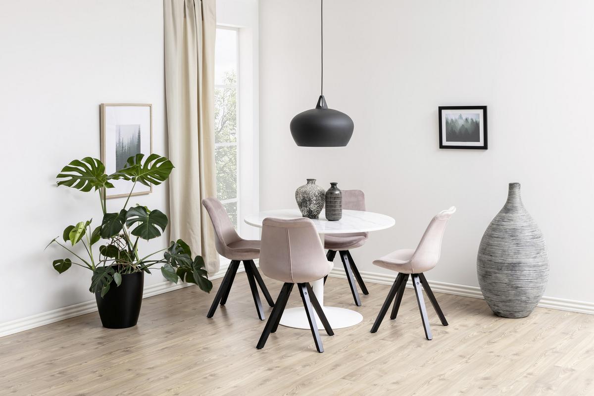 Jedálenský stôl TARIFA 110 - biela, Trend, kov/kameň (110/75cm) - Livetastic